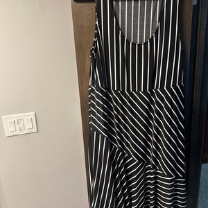Torrid Asymmetrical Black and White Striped Dress